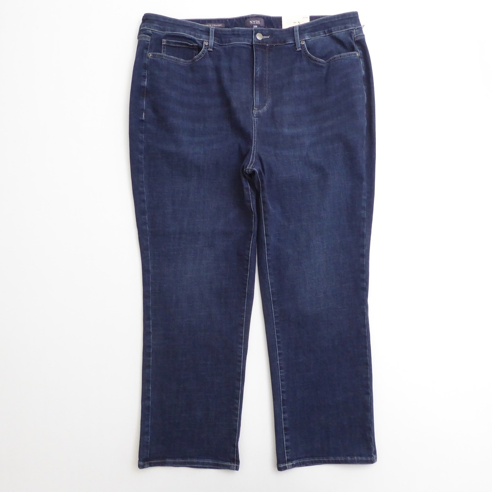 NYDJ Womens Marilyn Straight Ankle Jeans Ink Blue High Higher Rise 22W